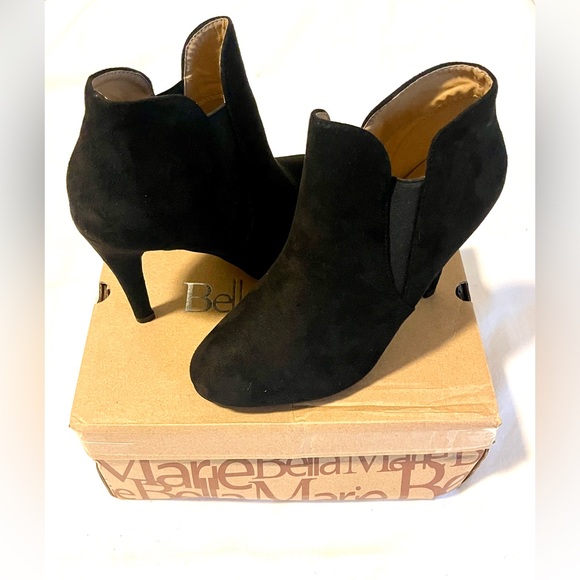 Bella Marie Kendall-10 Black Faux Suede Stiletto Booties – Size 8.5 - Picture 9 of 9